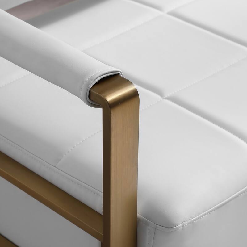 Bonded Leather Loveseat Sofa for Living Room, Accent Love Seats for Small Spaces, 2 Seater Couch Sofa with Metal Arms