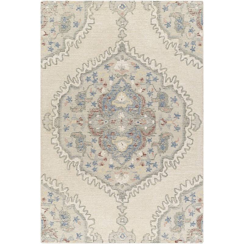 Lange Shabby Chic Medallion Area Rug - 2' x 3' - Ivory/Dusty Sage