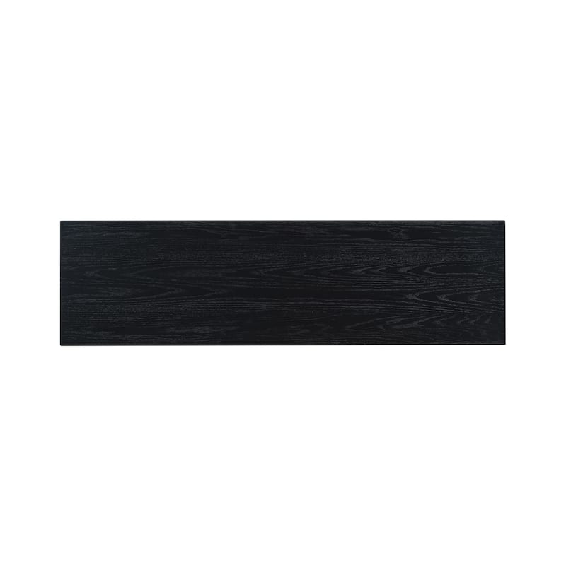 Roomfitters Modern Console Table with Oak Veneer Top, Geometric Base Accent Entryway Table for Living Room, Black