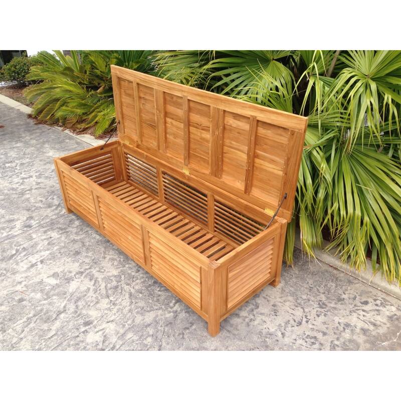 Chic Teak Manhattan Pool and Deck Storage Teak Wood Cushion Box