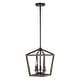 preview thumbnail 26 of 47, Oria Iron Farmhouse Industrial Lantern LED Pendant, Oil Rubbed Bronze/Faux Wood by JONATHAN Y