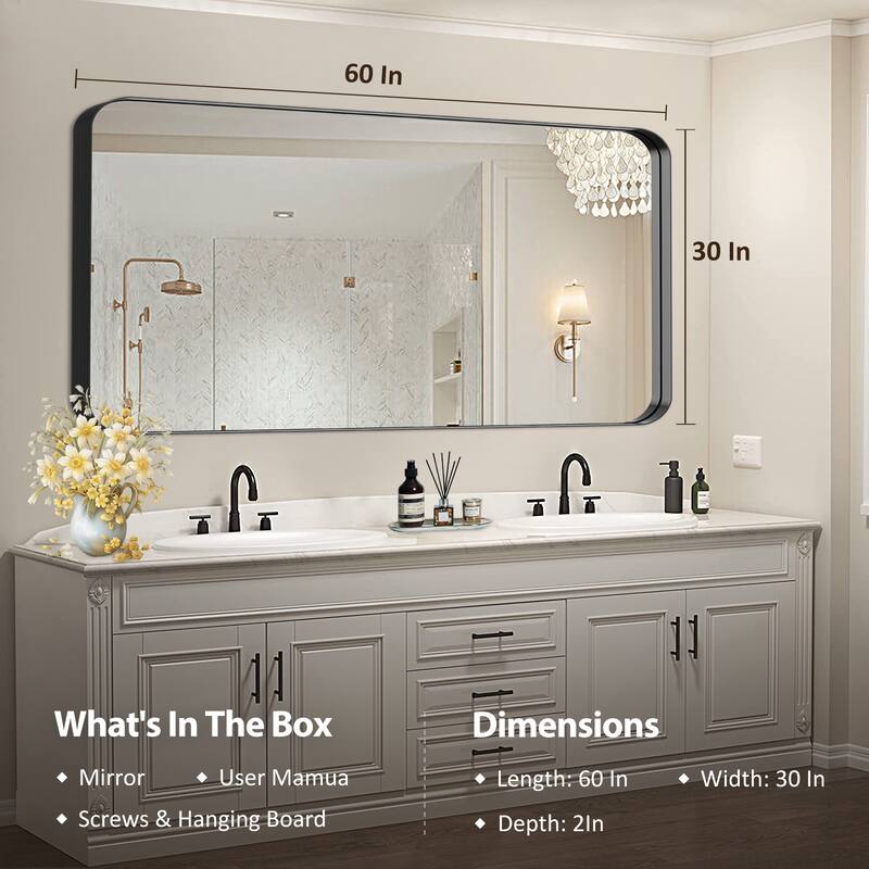 Rectangle Bathroom Mirror for Vanity Wall Mounted Vertical Horizontal Makeup Mirror