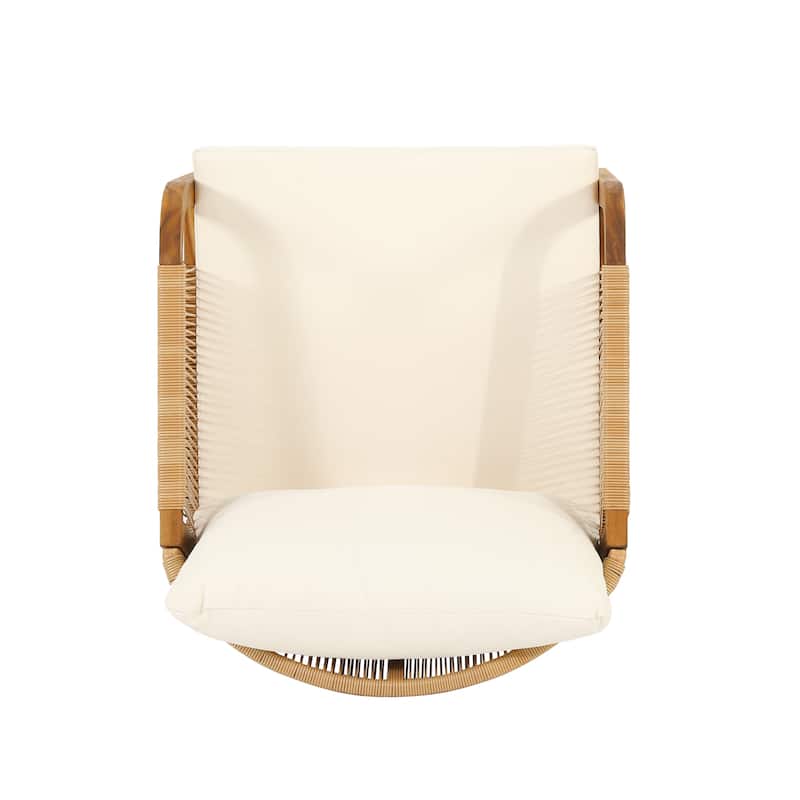 Jabe Outdoor Acacia Wood and Wicker Club Chair Set by Christopher Knight Home