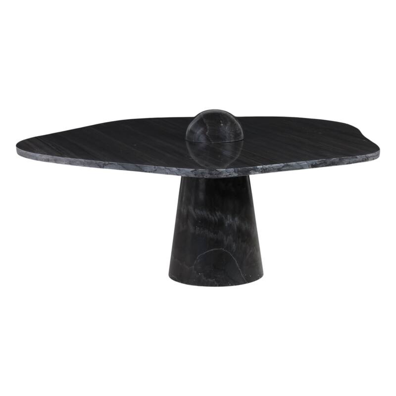 Pearl Marble Coffee Table Sculptural Pedestal Base - 17" Black - 36" x 36" x 17"