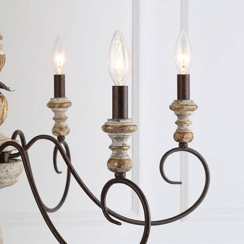 Farmhouse 6-Light Wood Chandelier French Country Light for Dining Room