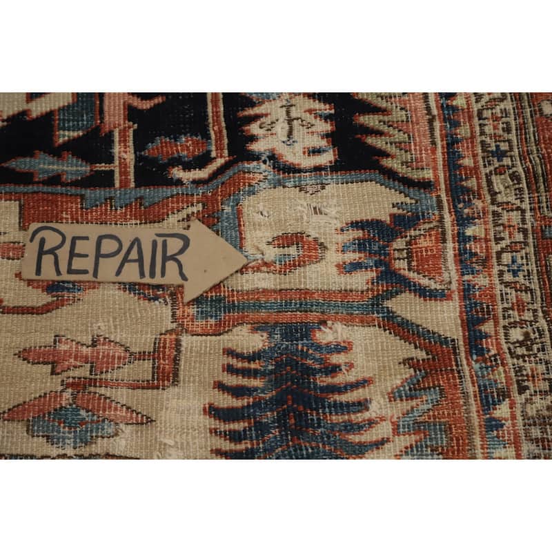 Hand Knotted Oriental 100% Wool Carpet Traditional Medallion Oranges & Rust Heriz (serapi) Area Rug - 14' 3'' X 10' 2''