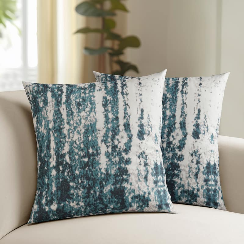 Exclusive Fabrics Printed Cotton Throw Pillow Covers 18 X 18 - Textured Decorative Pillow Covers (Set of 2)