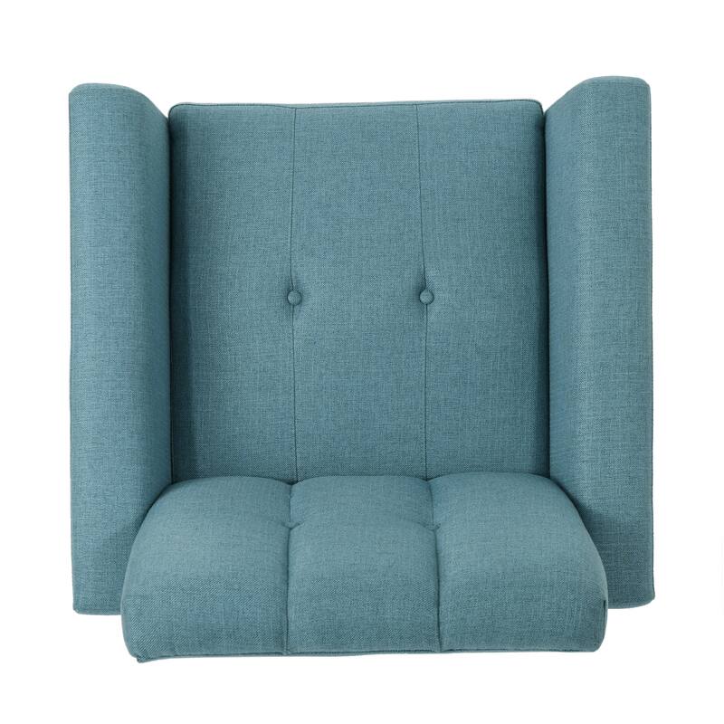 Roomfitters Mid-Century Fabric Club Chair with Channel Stitching, Cushioned Seat and Wooden Legs for Living Room Comfort