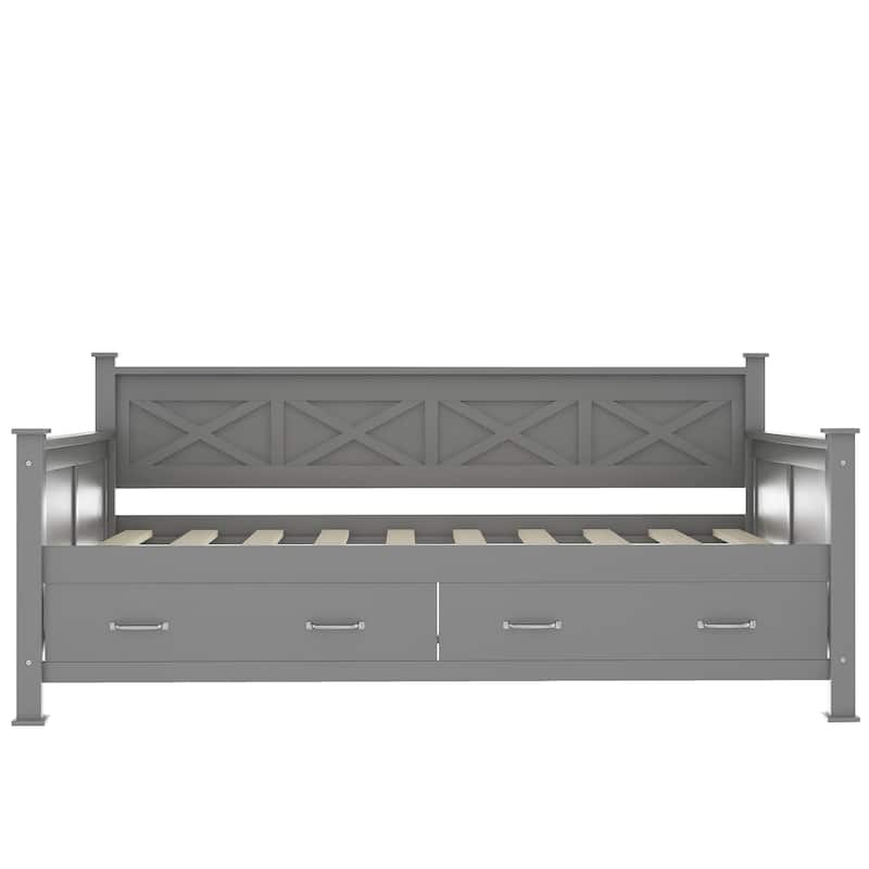 Rustic Twin Pine Daybed with Drawers