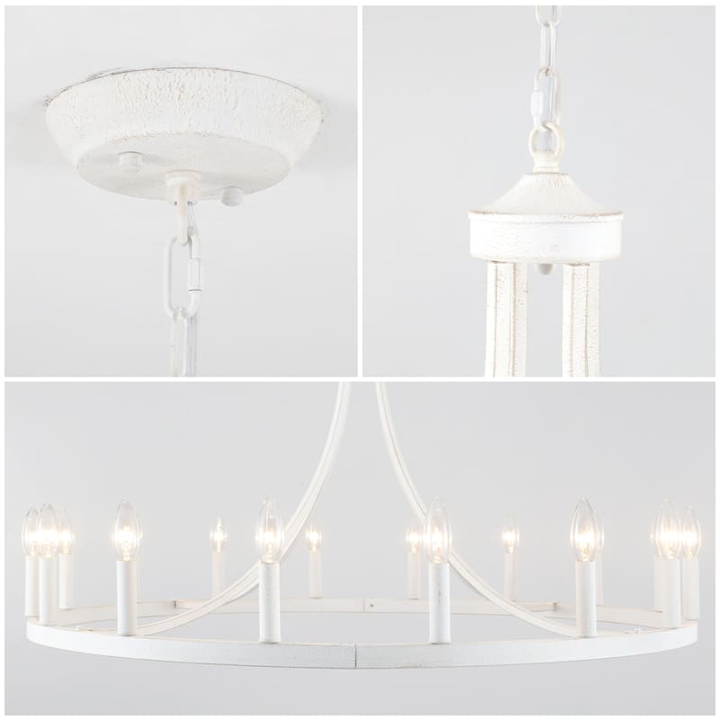 16-light Farmhouse Metal Wagon Wheel 37.99in Chandelier Not With bulb for Multiple Spaces