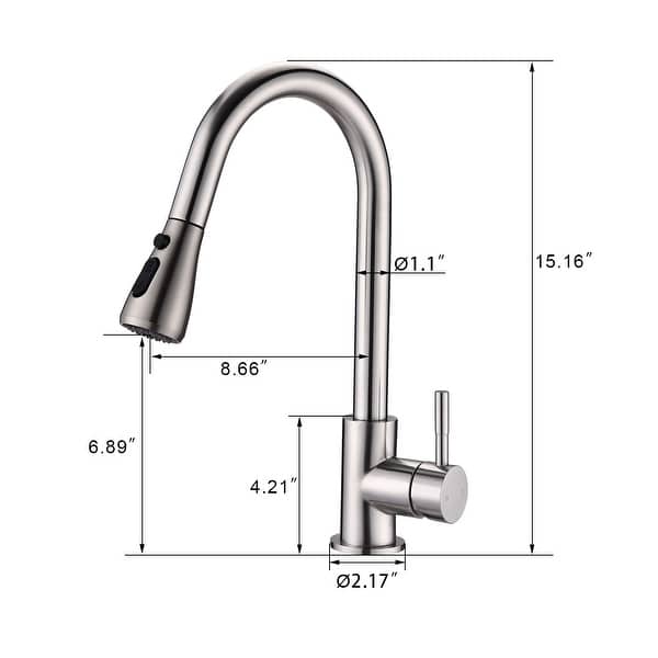 dimension image slide 0 of 2, Proox Commercial Single Handle Pull Down Sprayer Kitchen Sink Faucet with Soap Dispenser