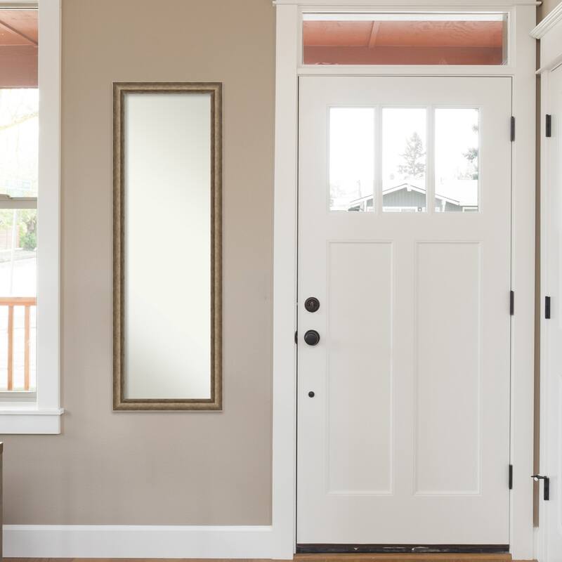 Angled Non-Beveled Wood Framed Full-Length On the Door Mirror - Glass Size 14x48