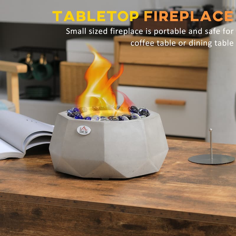 9" Portable Alcohol Fireplace,Concrete Tabletop Fireplace with Lid