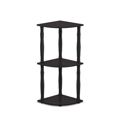 3 Tiers Wood Household Shelving Unit in Espresso/Black (11.6 in. W x 29.6 in. H x 11.6 in. D)