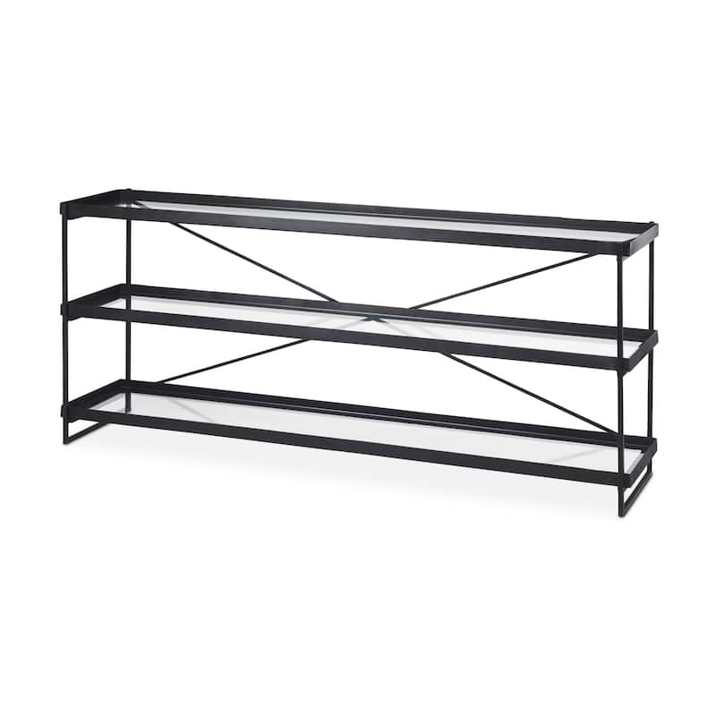 Trey Gold Iron Frame w/ 3 Glass Shelves Console Table - 72"L x 16"W x 30"H