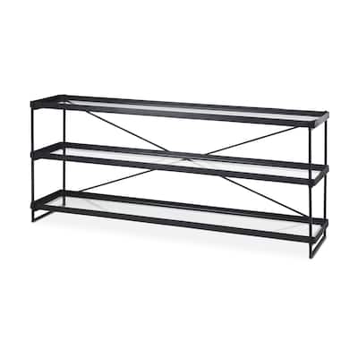 Trey Gold Iron Frame w/ 3 Glass Shelves Console Table - 72"L x 16"W x 30"H