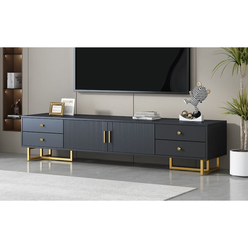 TV Stand Entertainment Center TV Media Console Table with Storage - Black