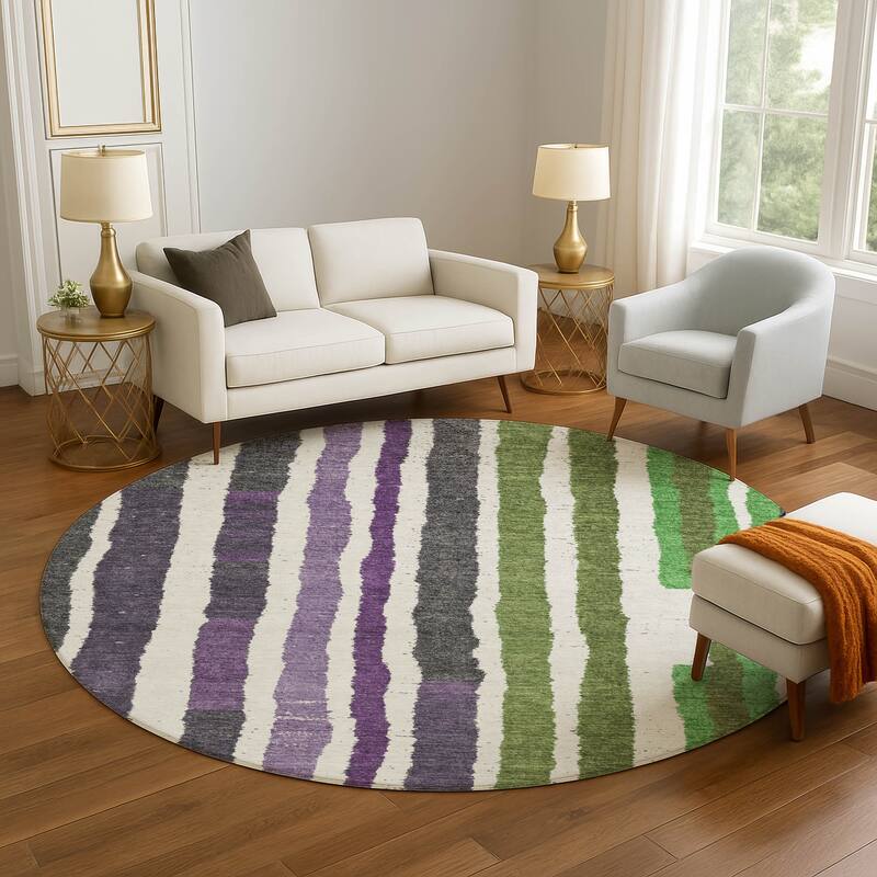 Premium Washable Super Soft Modern Stripe Mayfield Rug - Gray - 8' x 8'