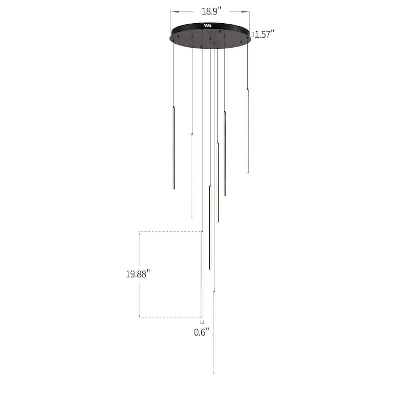 Contemporary Touch LED Drop Integrated Stairway Lighting Chandelier