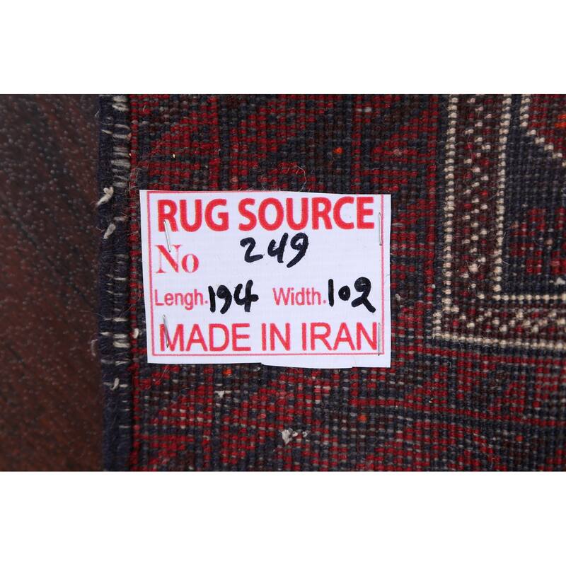 Geometric Hamedan Persian Traditional Runner Rug Handmade Wool Carpet - 3'4" x 6'8"