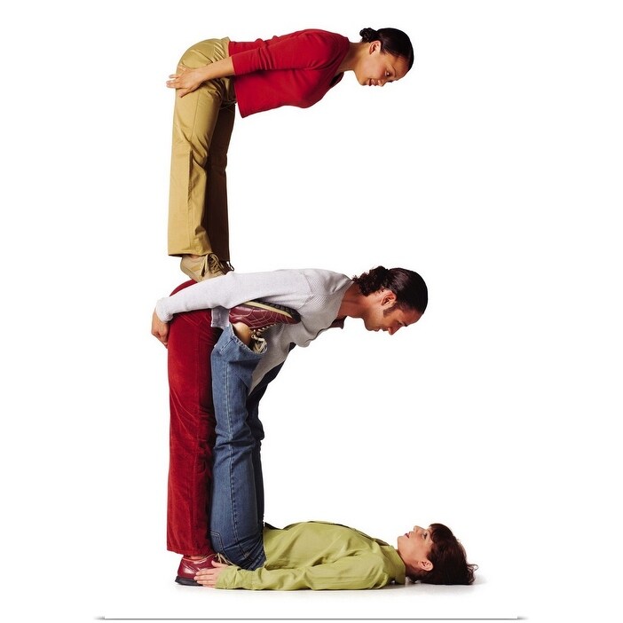 Shop Three Young Adults In Colorful Clothes Create The Letter E