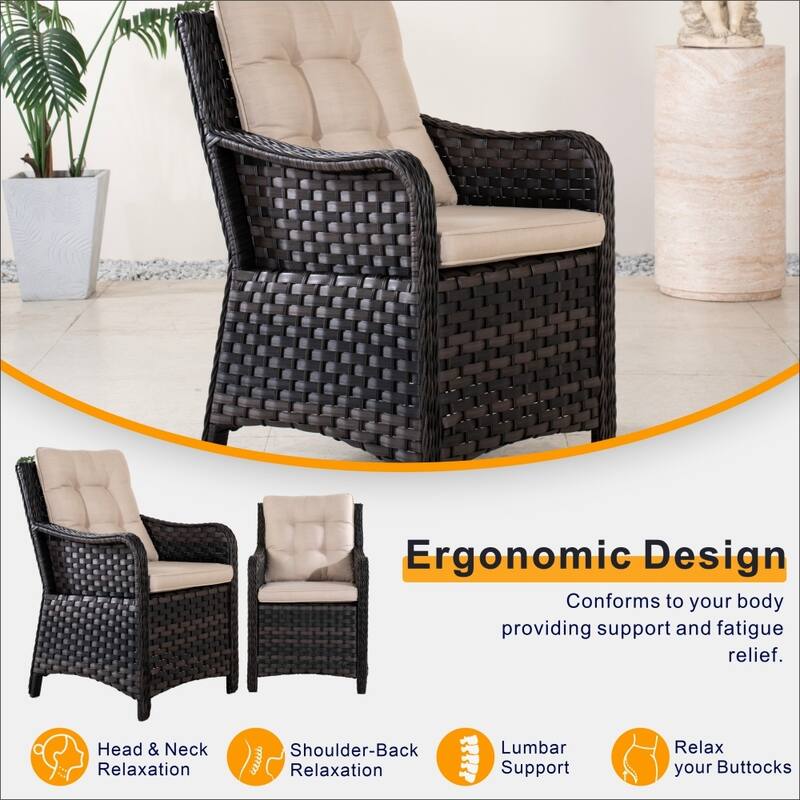 Modern Outdoor Wicker Patio Furniture Set with Oval Fire Pit Table