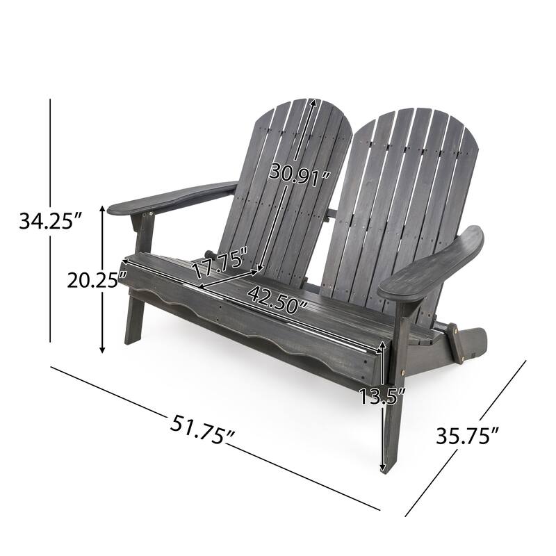 Malibu Outdoor Wood Adirondack Loveseat by Christopher Knight Home - 51.75"L x 35.75"W x 34.25" H