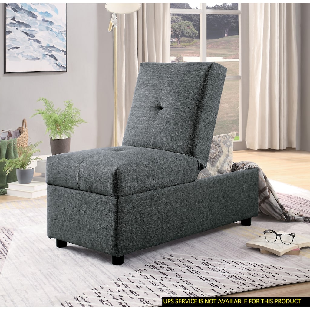 Stylish 1pc Storage Ottoman Convertible Chair Foam Cushioned Fabric Upholstered Solid Wood Plywood Frame Living Room Furniture