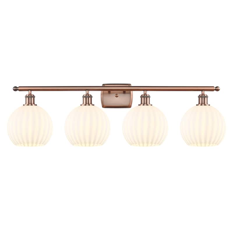 Innovations Lighting 516-4W-11-38-White Venetian-Bathroom Vanity Light - Antique Copper / White Venetian