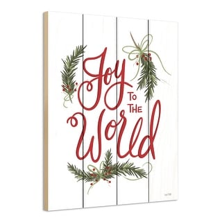 Red White Joy to the World Christmas Wall Art Decor 16"x12"