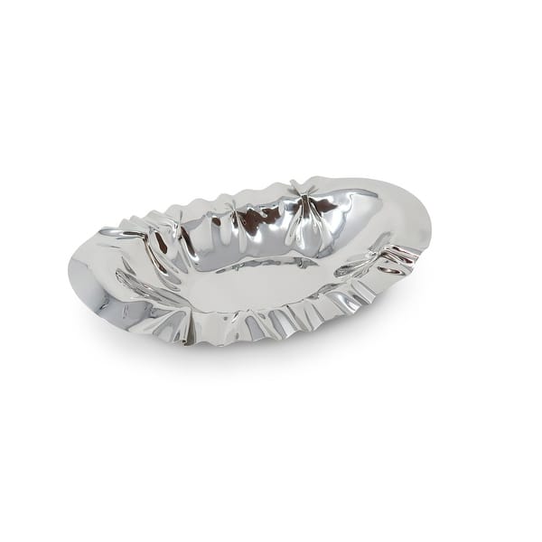 Oval Shaped Stainless Steel Bowl with Ruffle Edge