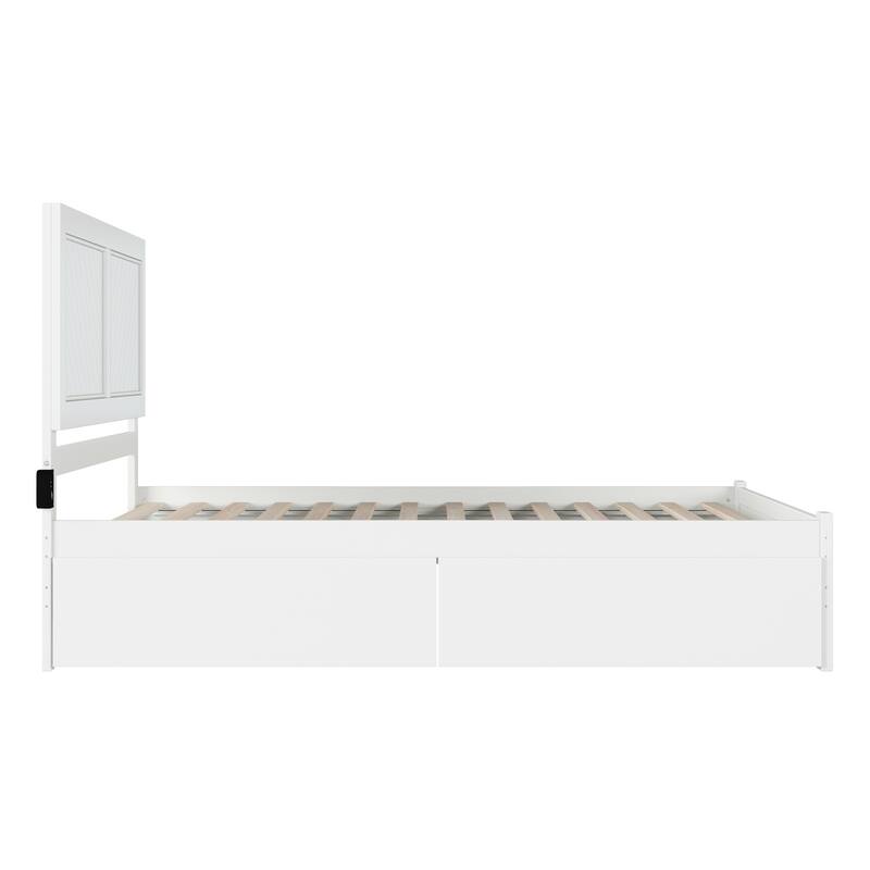 AFI Canyon King Storage Wood Platform Bed with Footboard in White
