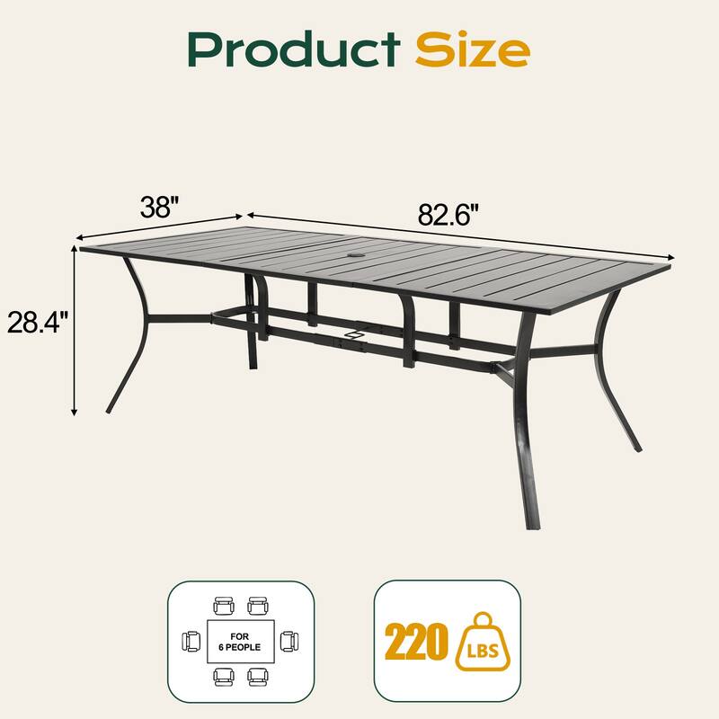 Aoodor Patio Metal Dining Table with Adjustable Umbrella Hole