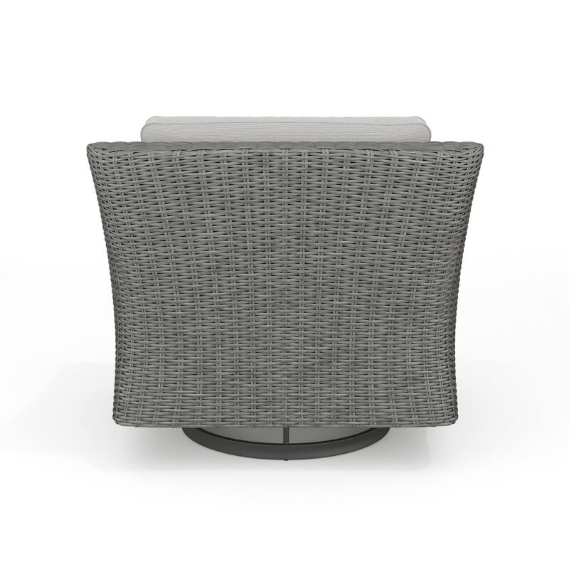 Martha Stewart Outdoor Rattan Wicker Swivel Chair with All-Weather Cushions - 34"D x 32"W x 30"H
