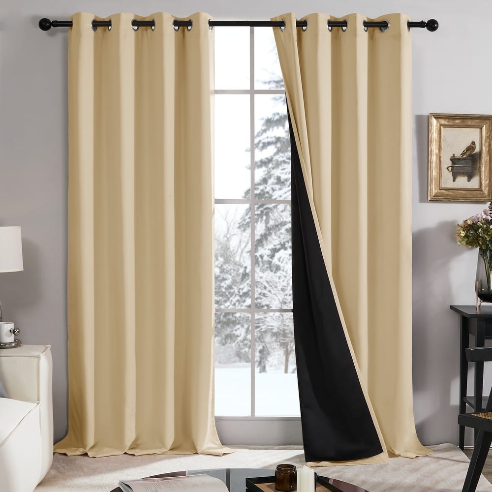 Deconovo 100 Percent Blackout with Liner Grommet Curtain (2 Panel)