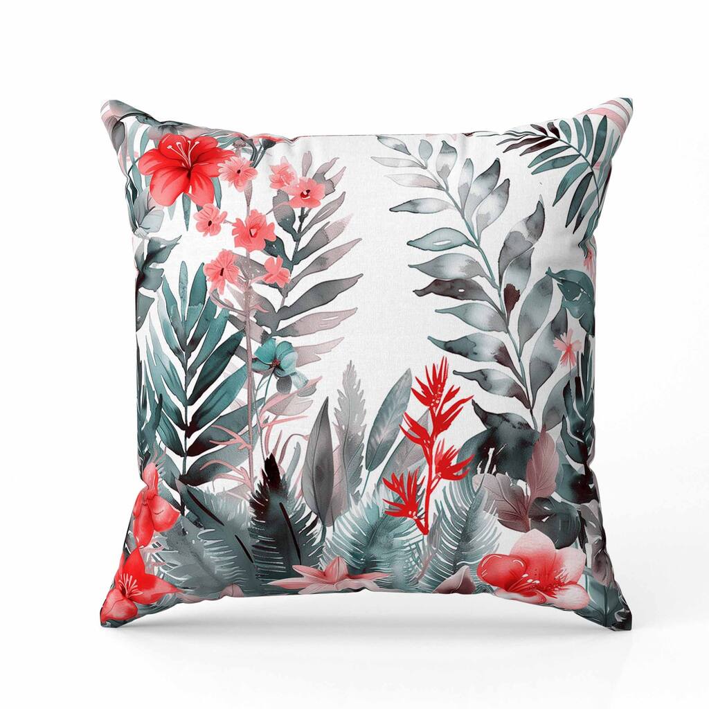 Rainforest Dream Faux Suede Reversible Throw Pillow Green and Pink