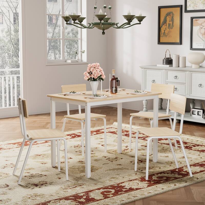 Modern Dining Table Set with MDF Tabletop, Space-Saving Dining Table, for Living Rooms and Kitchens, 5-Piece Set