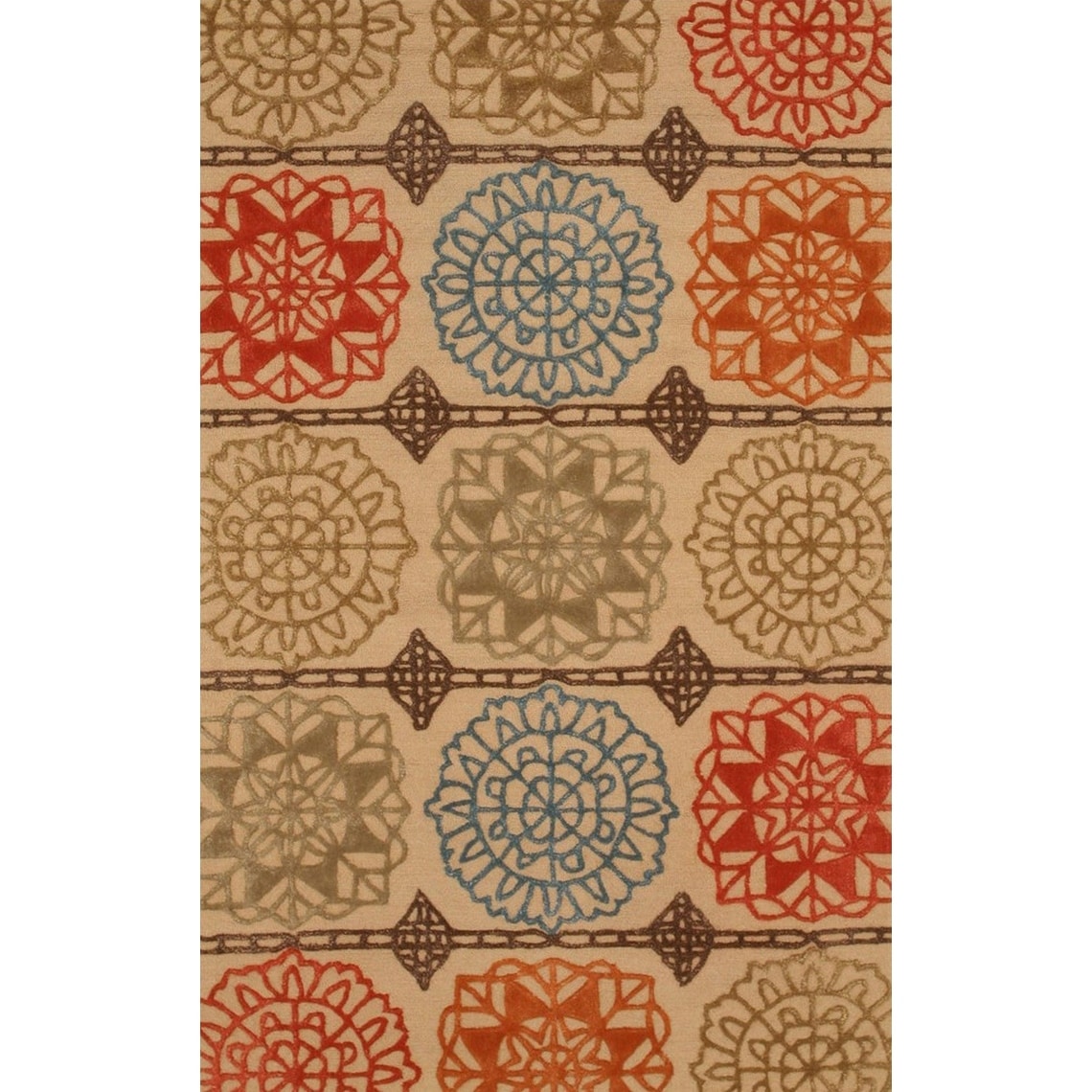 Home Decor EORC Hand-Tufted Wool Camellia Rug Elegant Ivory Area Rug for Living Room, Bedroom, Office, & Home Décor