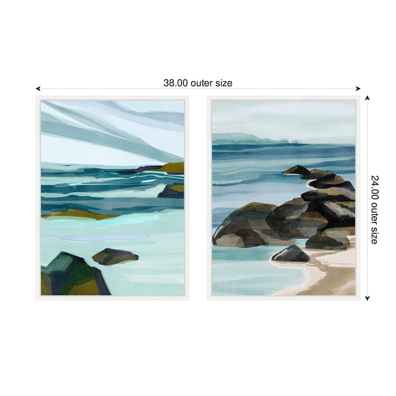 Kate and Laurel Sylvie Ocean Breeze Landscape - 2 Piece Framed Canvas Art Set by Nikita Jariwala