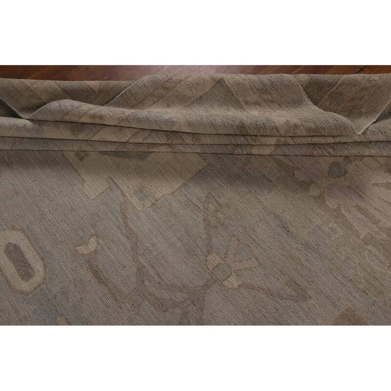 Vegetable Dye Floral Oushak Turkish Rug Handmade Wool Carpet - 9'10"x 14'3"