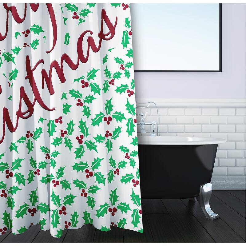 Merry Christmas with Holly Shower Curtain