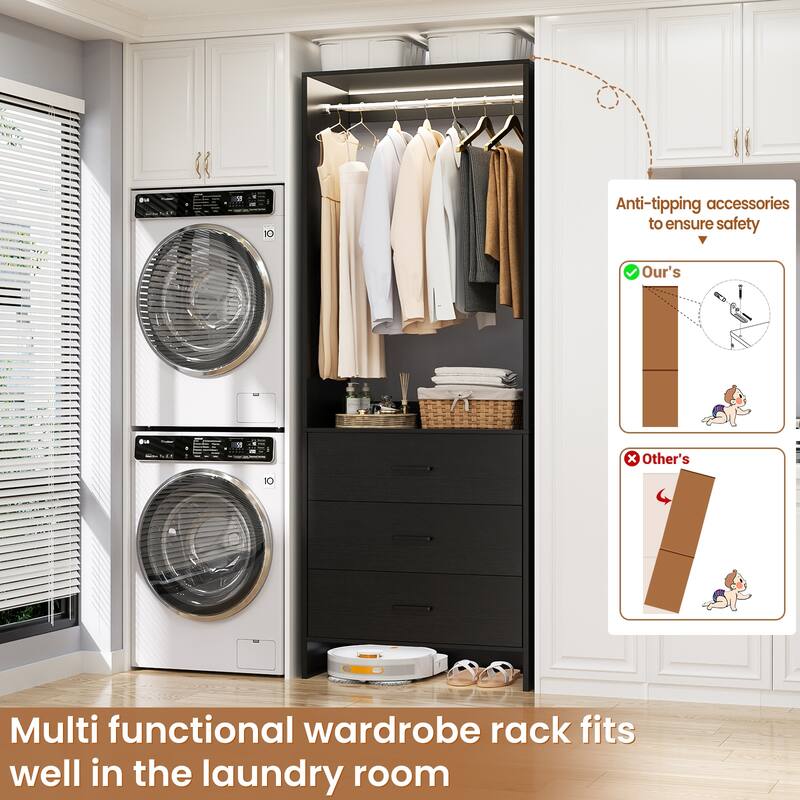 Cimly Freestanding Closet Sytem, Closet Organizer Wardrobe for Walk-in and Reach-in Closet