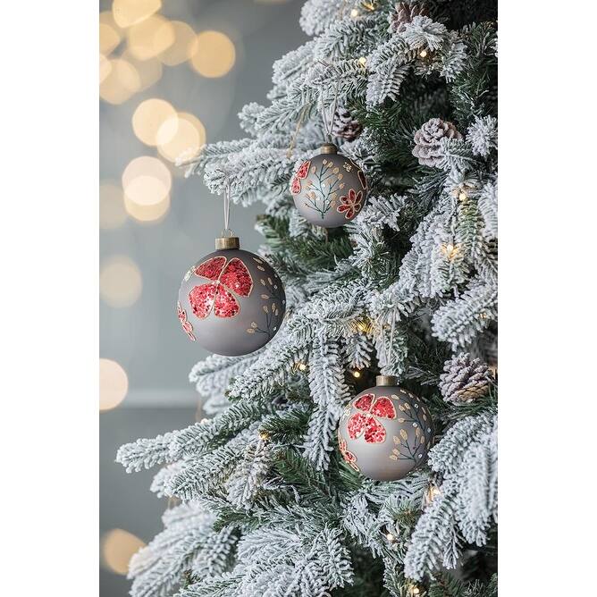 D4.7" Christmas Ball Ornaments, Glass Decorative Hanging Ball Christmas Tree Ornaments for Holiday Decorations, Set of 4