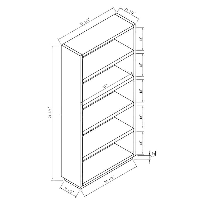 DH BASIC Clair Modern 71-inch 5-Tier Etagere Open Back Bookshelf by Denhour