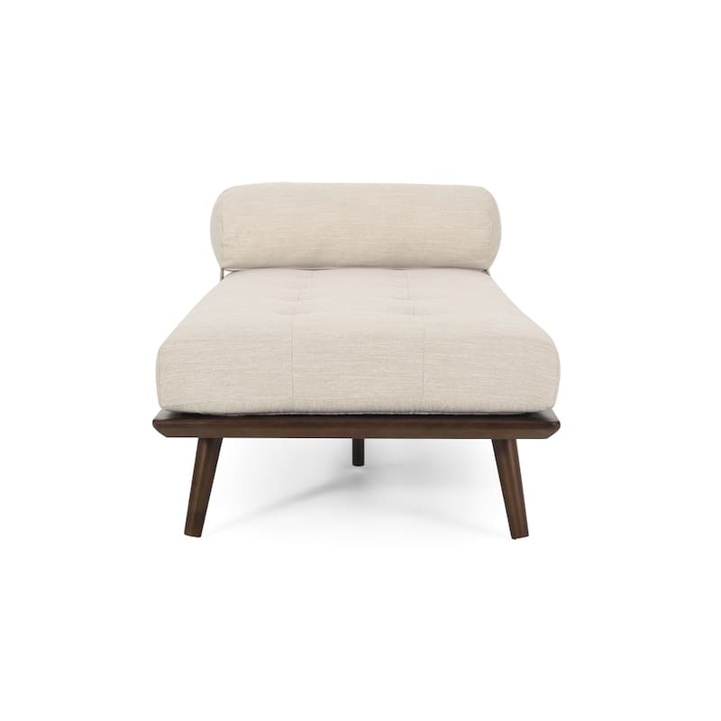 Upholstery Chaise Lounge with Rolled Pillow and Wood Frame
