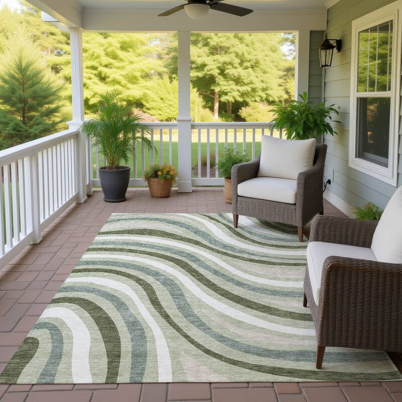 Machine Washable Indoor/ Outdoor Traditional Mimi Chantille Rug - Sage - 2'6" x 3'10"