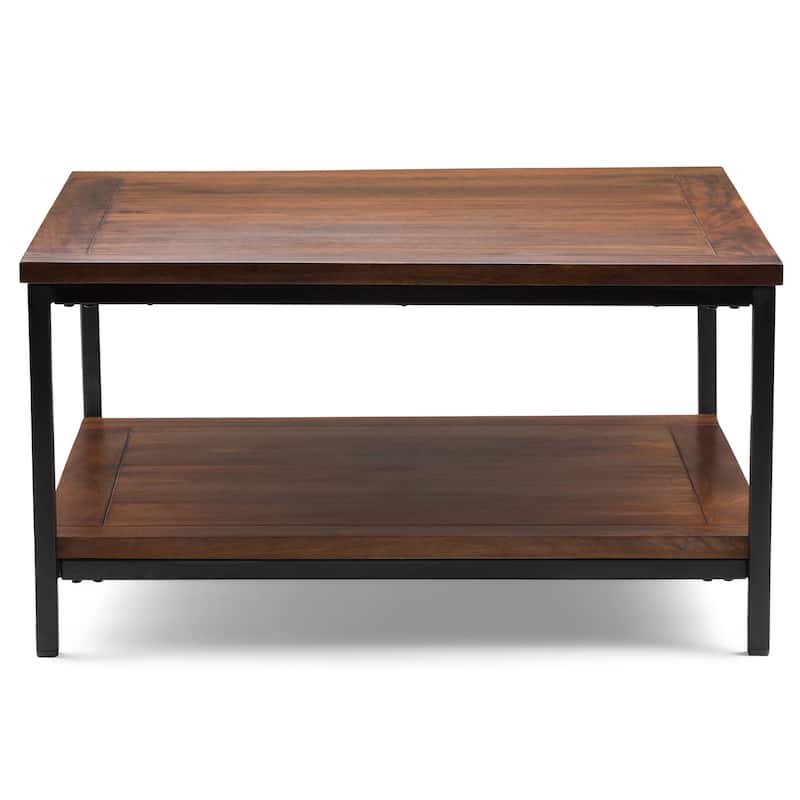 WYNDENHALL Rhonda Solid Mango Wood & Metal Industrial Coffee Table - 34 W x 34 D x 18 H
