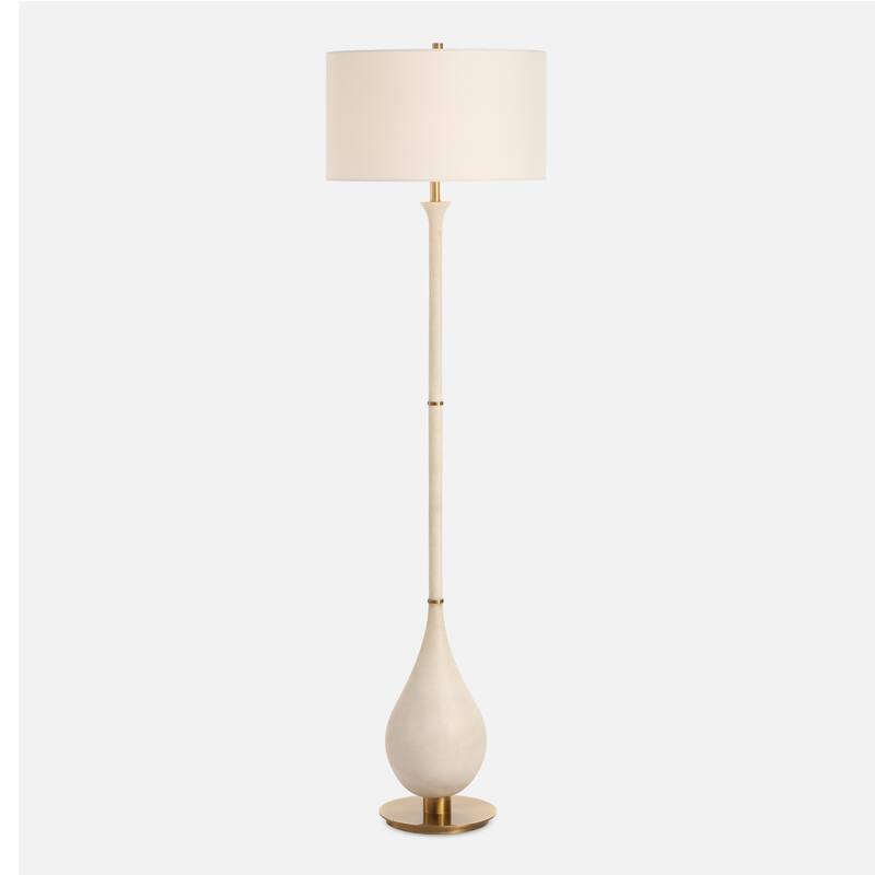 Dewdrop Marble Base Floor Lamp with Drum Shade - 64" - White