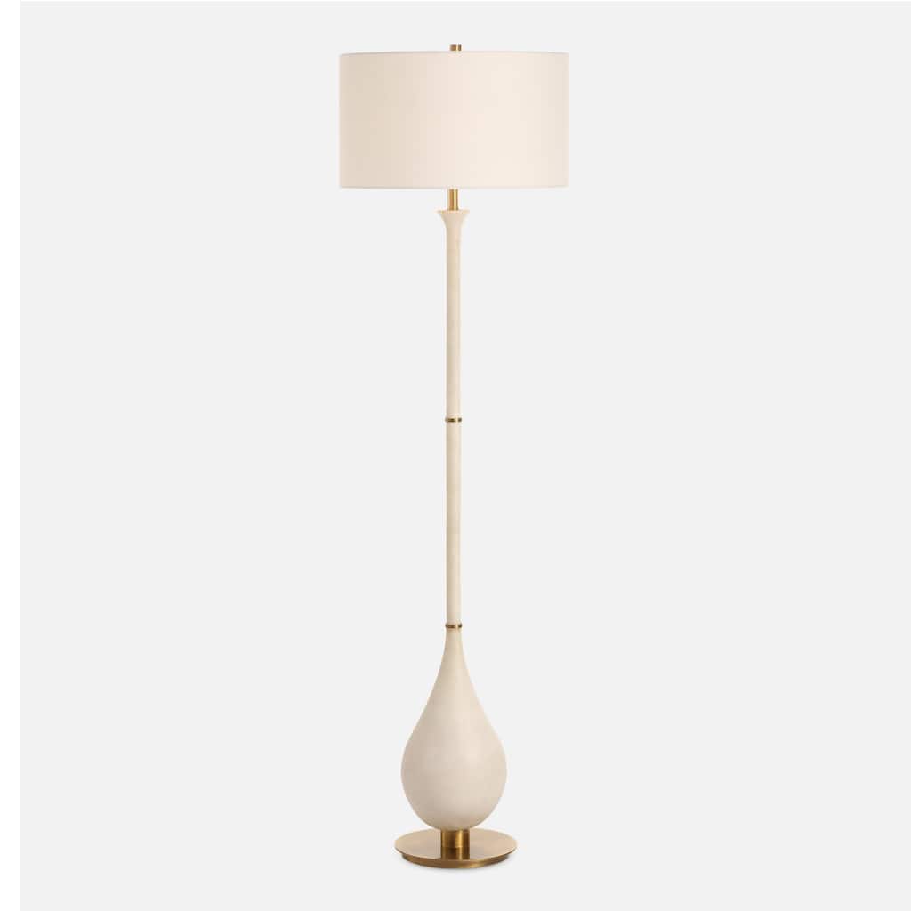 Dewdrop Marble Base Floor Lamp with Drum Shade - 64" - White