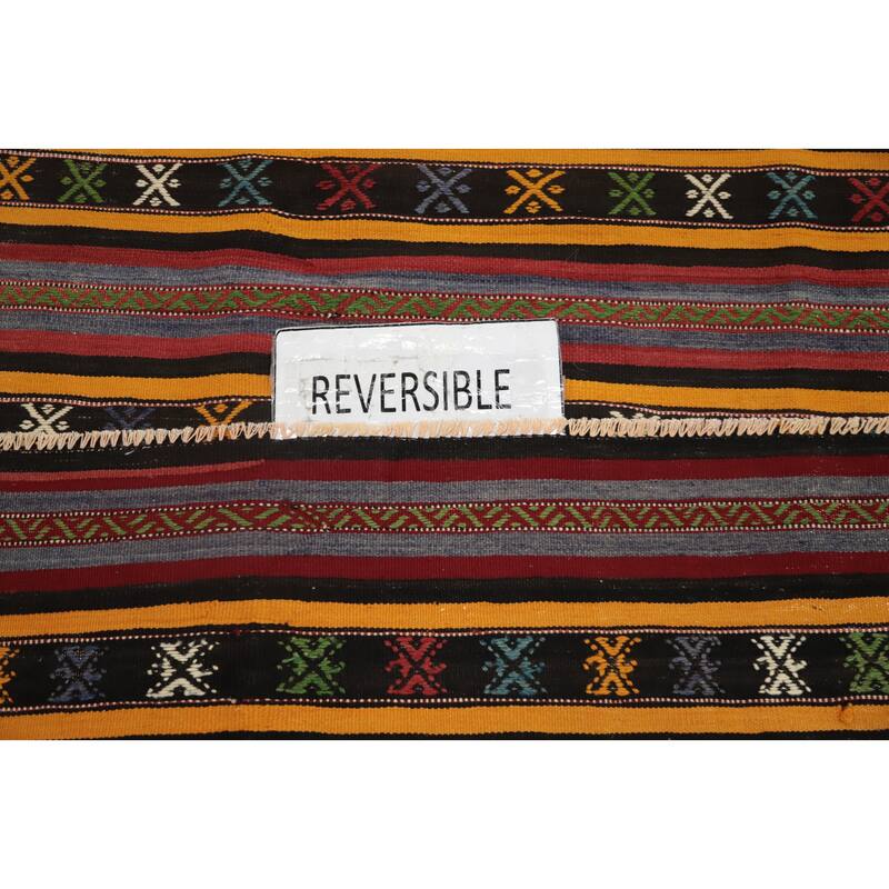 Hand Woven Oriental 100% Wool Carpet Southwestern Tribal Multi-Colored Kilim Area Rug - 9' 4'' X 5' 5''